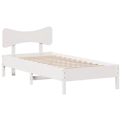 Bedframe zonder matras massief grenenhout wit 75x190 cm