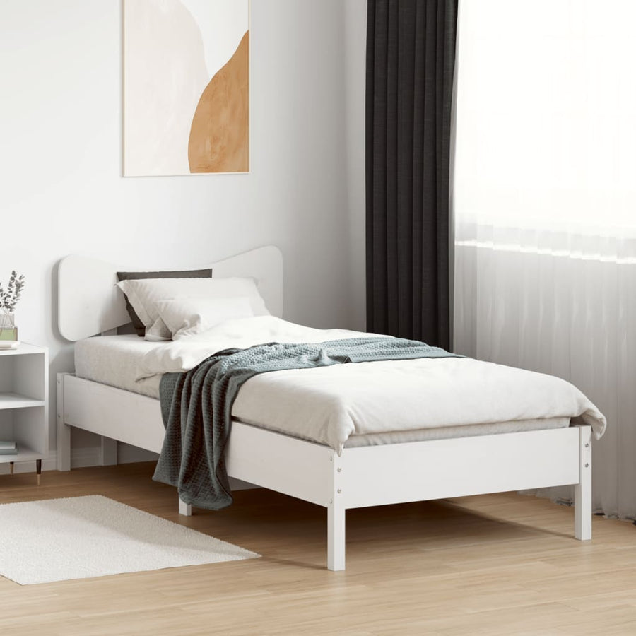 Bedframe zonder matras massief grenenhout wit 75x190 cm