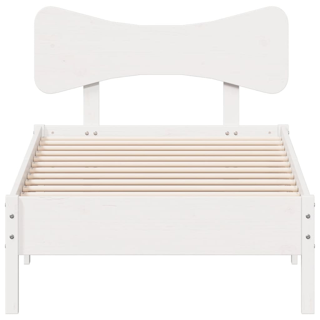 Bedframe zonder matras massief grenenhout wit 75x190 cm
