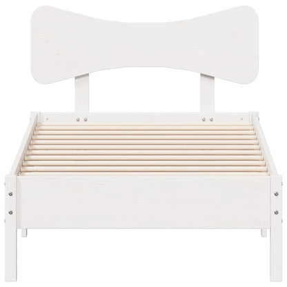 Bedframe zonder matras massief grenenhout wit 75x190 cm