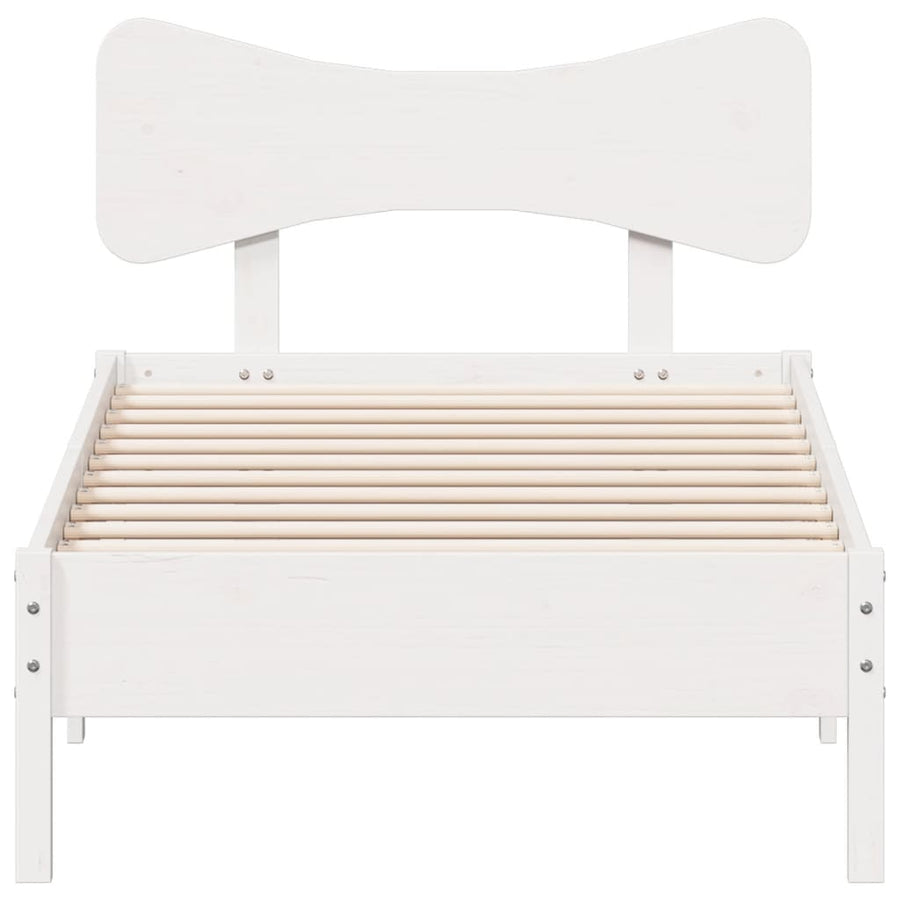 Bedframe zonder matras massief grenenhout wit 75x190 cm