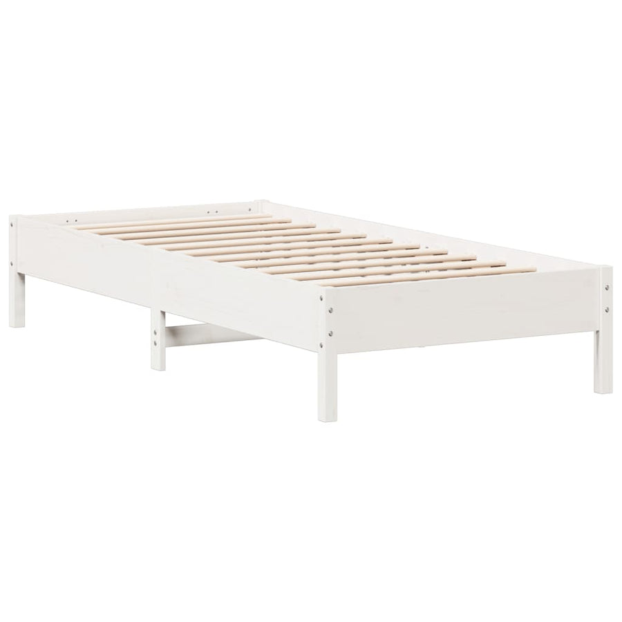 Bedframe zonder matras massief grenenhout wit 75x190 cm