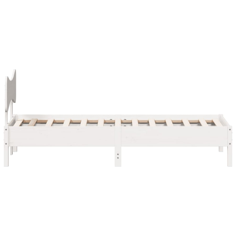 Bedframe zonder matras massief grenenhout wit 75x190 cm