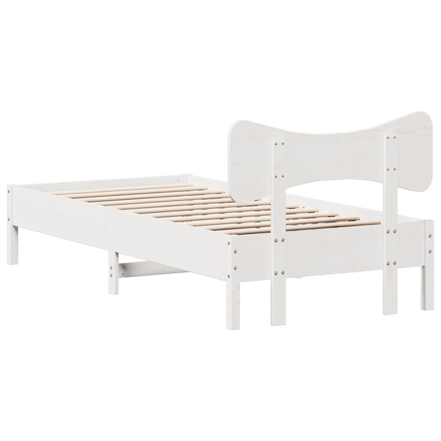 Bedframe zonder matras massief grenenhout wit 75x190 cm