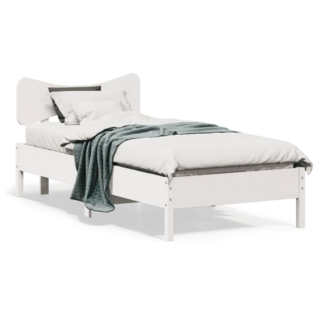 Bedframe zonder matras massief grenenhout wit 75x190 cm