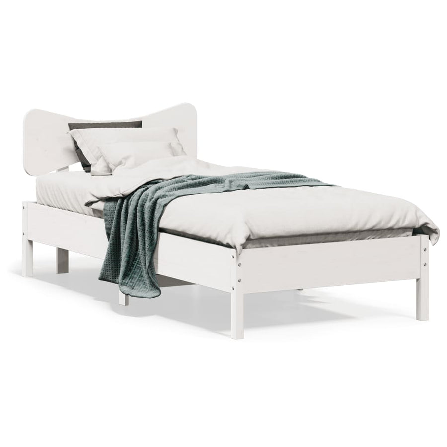 Bedframe zonder matras massief grenenhout wit 75x190 cm