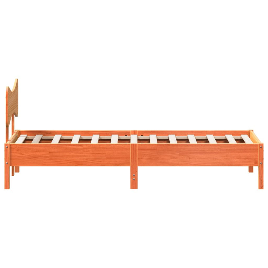 Bedframe zonder matras massief grenenhout wasbruin 75x190 cm