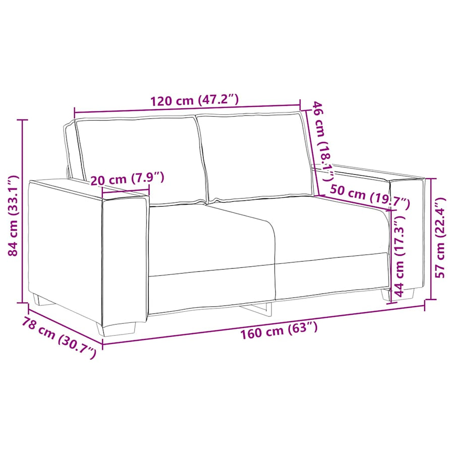 2-zitsbank Crème 120 cm Stof