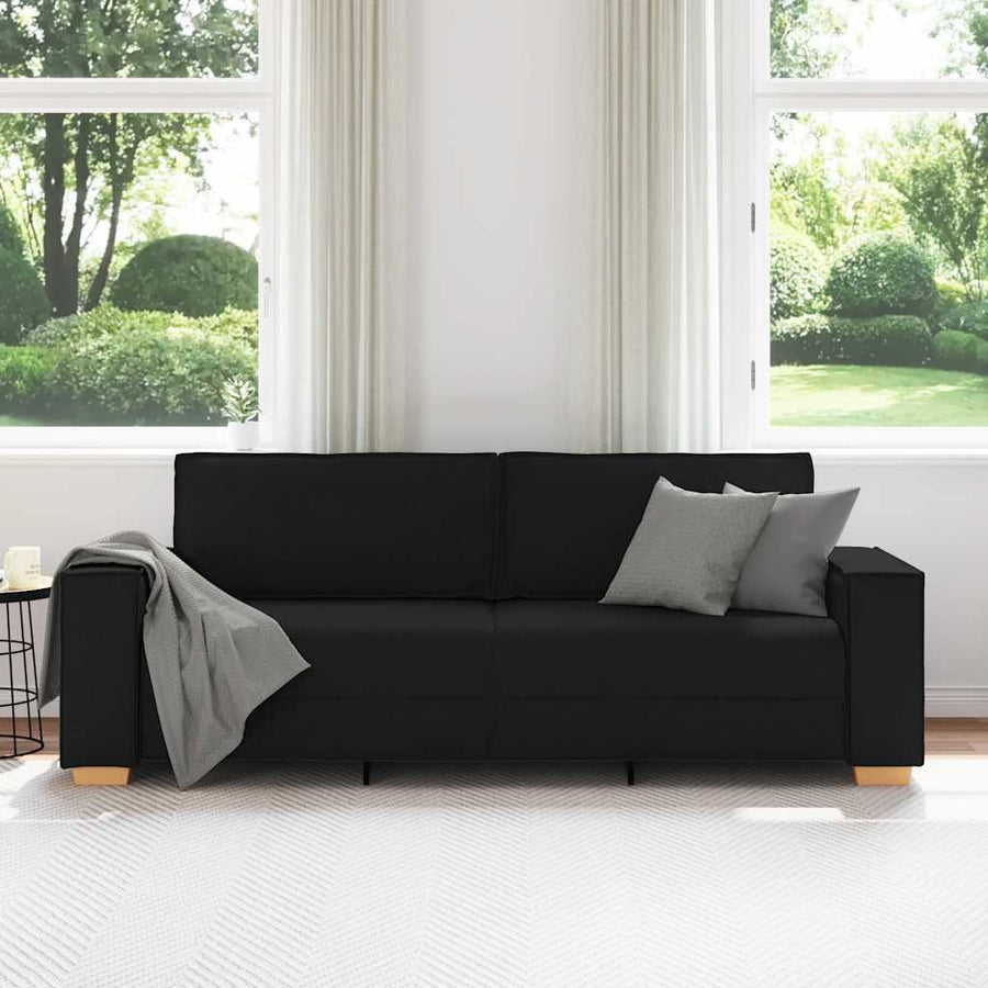 3-zitsbank Zwart 180 cm Stof