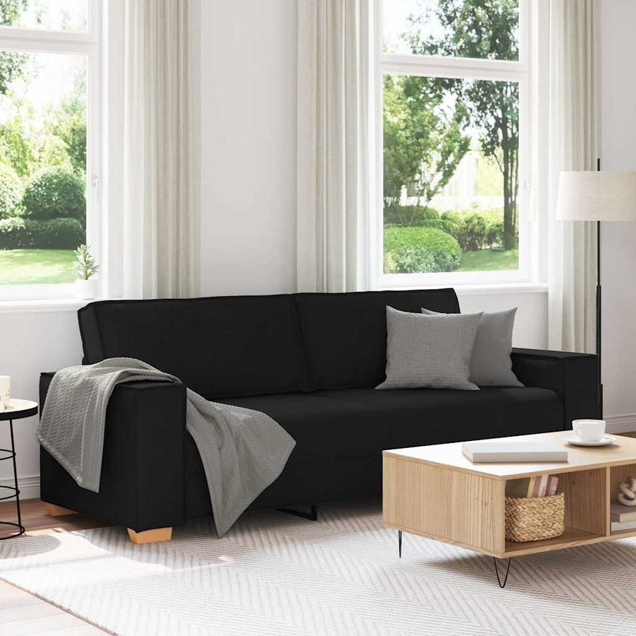 3-zitsbank Zwart 180 cm Stof