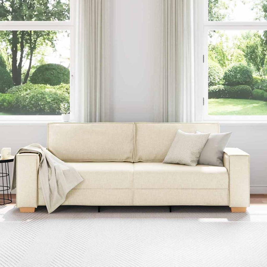 3-Zits Bank Beige 220 cm Linnen-mix stof