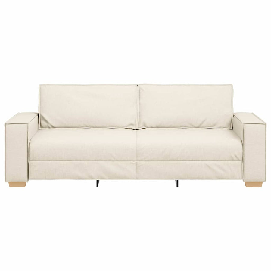 3-Zits Bank Beige 220 cm Linnen-mix stof