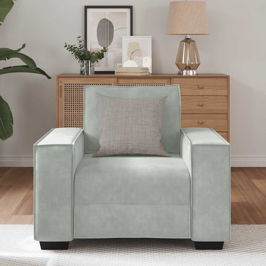Fauteuil Fluweel 60 cm Lichtgrijs