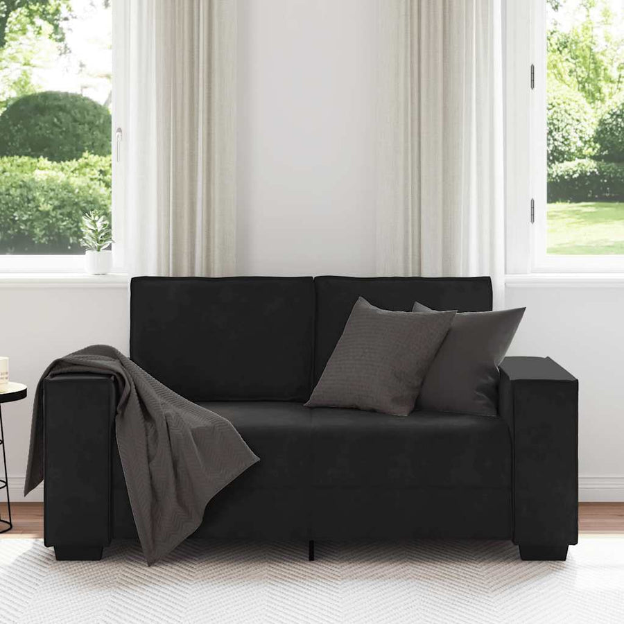 Tweezitsbank Fluweel 120 cm Zwart
