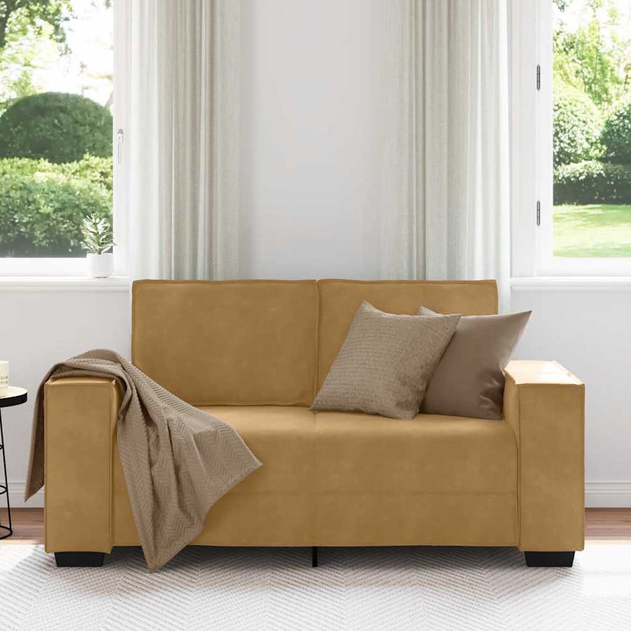Tweezitsbank Fluweel 120 cm Bruin