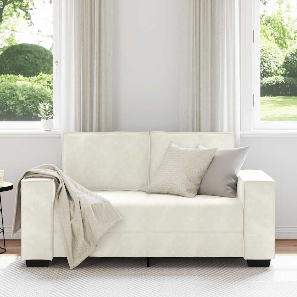 Tweezitsbank 160x78x84 cm fluweel crèmekleurig