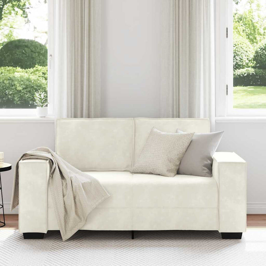 Tweezitsbank 160x78x84 cm fluweel crèmekleurig