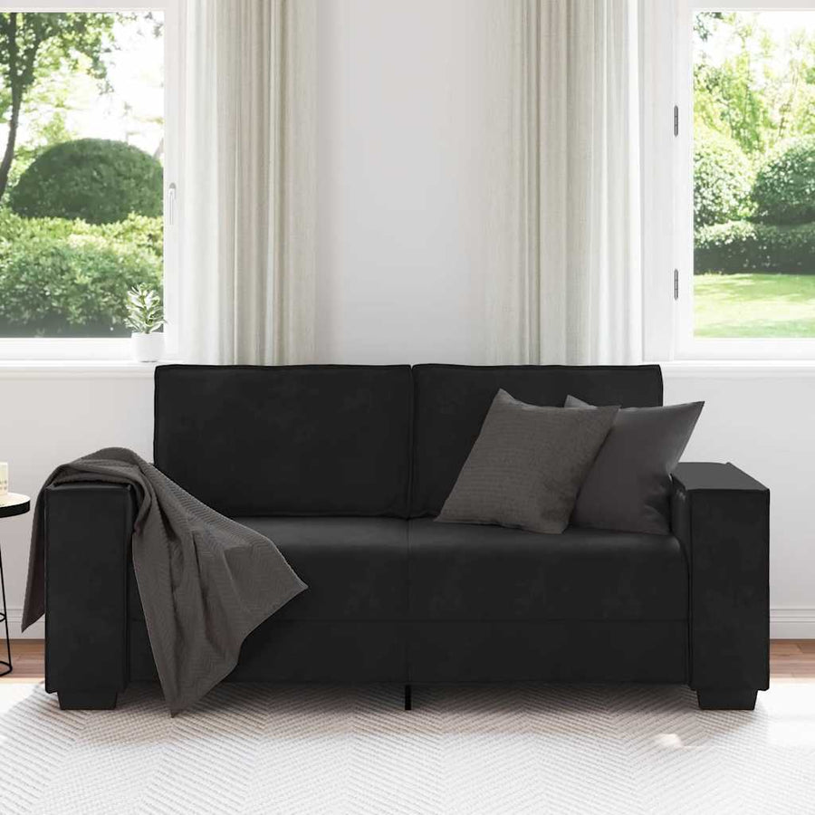 Tweezitsbank Fluweel 140 cm Zwart