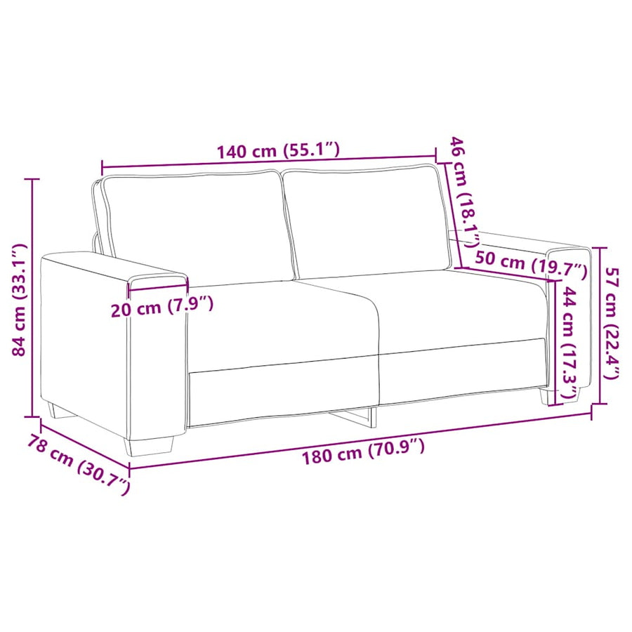 Tweezitsbank Fluweel 140 cm Geel