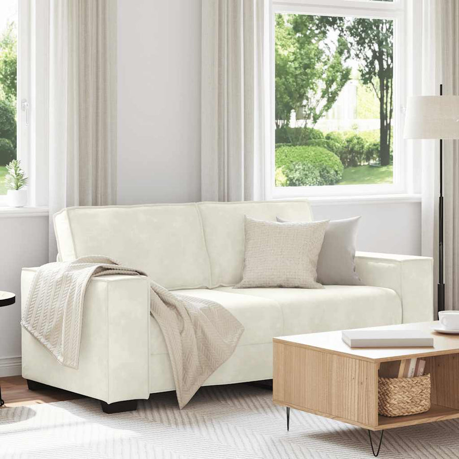 Tweezitsbank Fluweel Kleurig 140 cm Crème