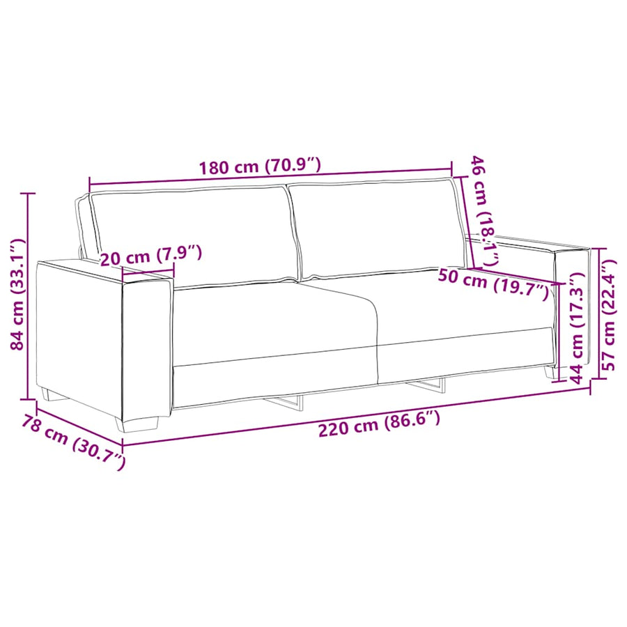 Driezitsbank Fluweel 180 cm Roze