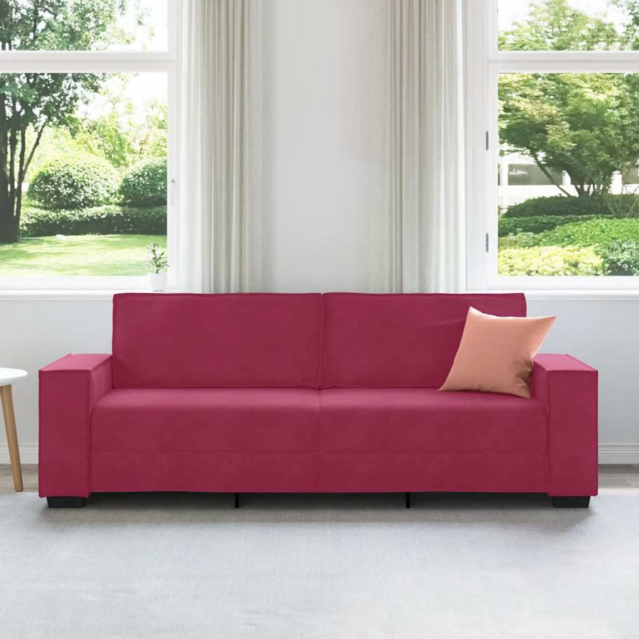 Driezitsbank Fluweel 180 cm Wijnrood