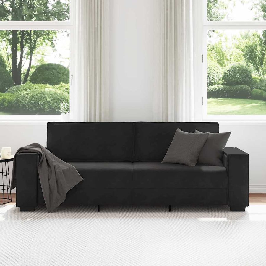 Driezitsbank Fluweel 180 cm Zwart