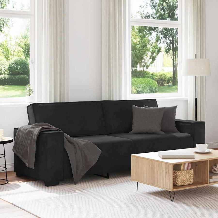 Driezitsbank Fluweel 180 cm Zwart