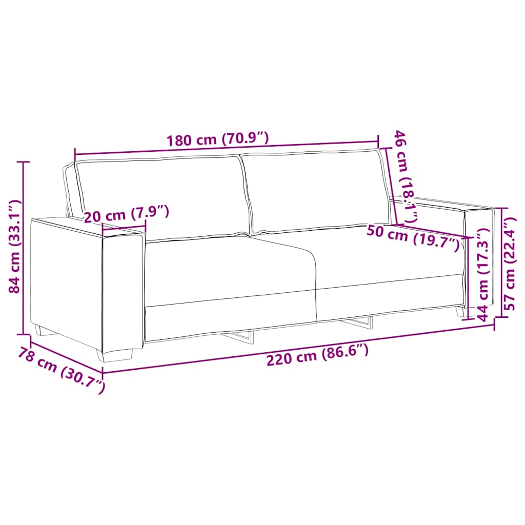 Driezitsbank Fluweel 180 cm Bruin