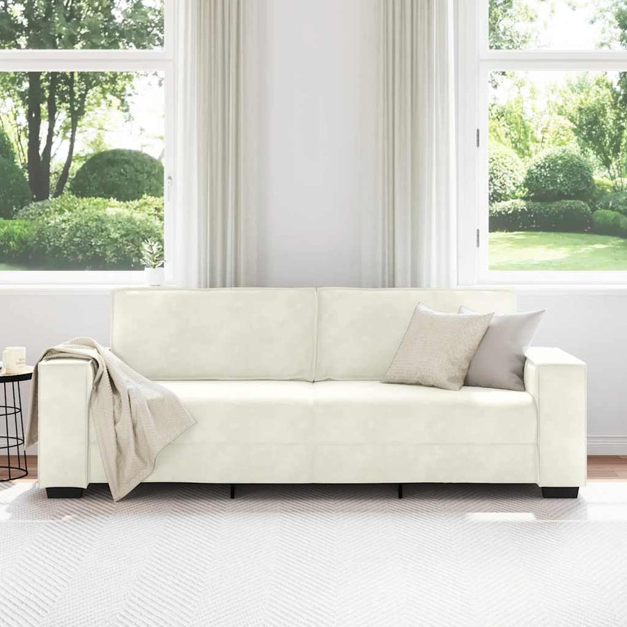 Driezitsbank Fluweel Kleurig 180 cm Crème