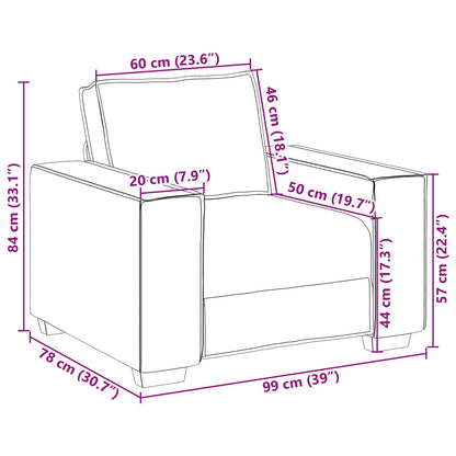 Sofa Stoel Crème 100 cm Nep Leer