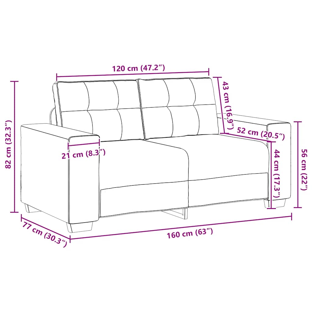 Loveseat Bank Stof 120 cm Lichtgrijs