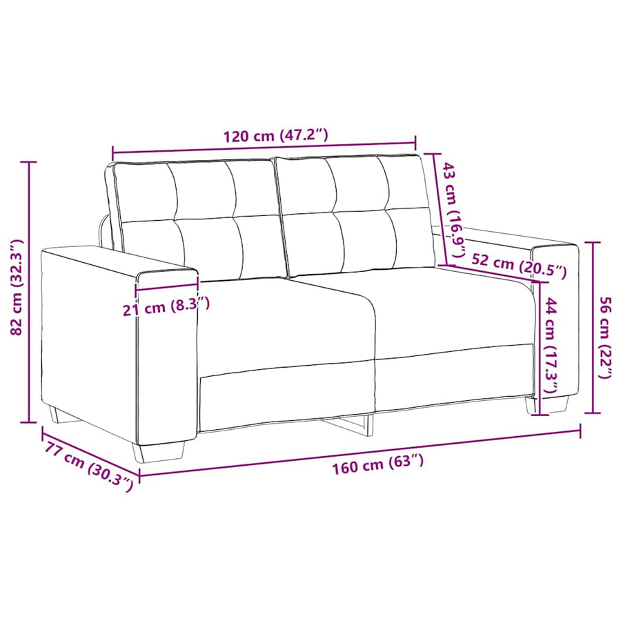 Loveseat Bank Stof 120 cm Donkergrijs