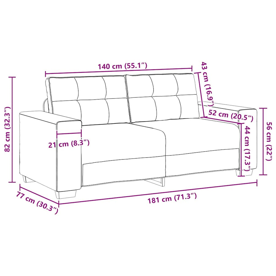 Loveseat Bank Stof 140 cm Donkergrijs