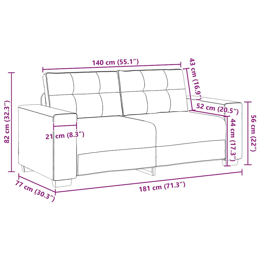 Loveseat Bank Stof 140 cm