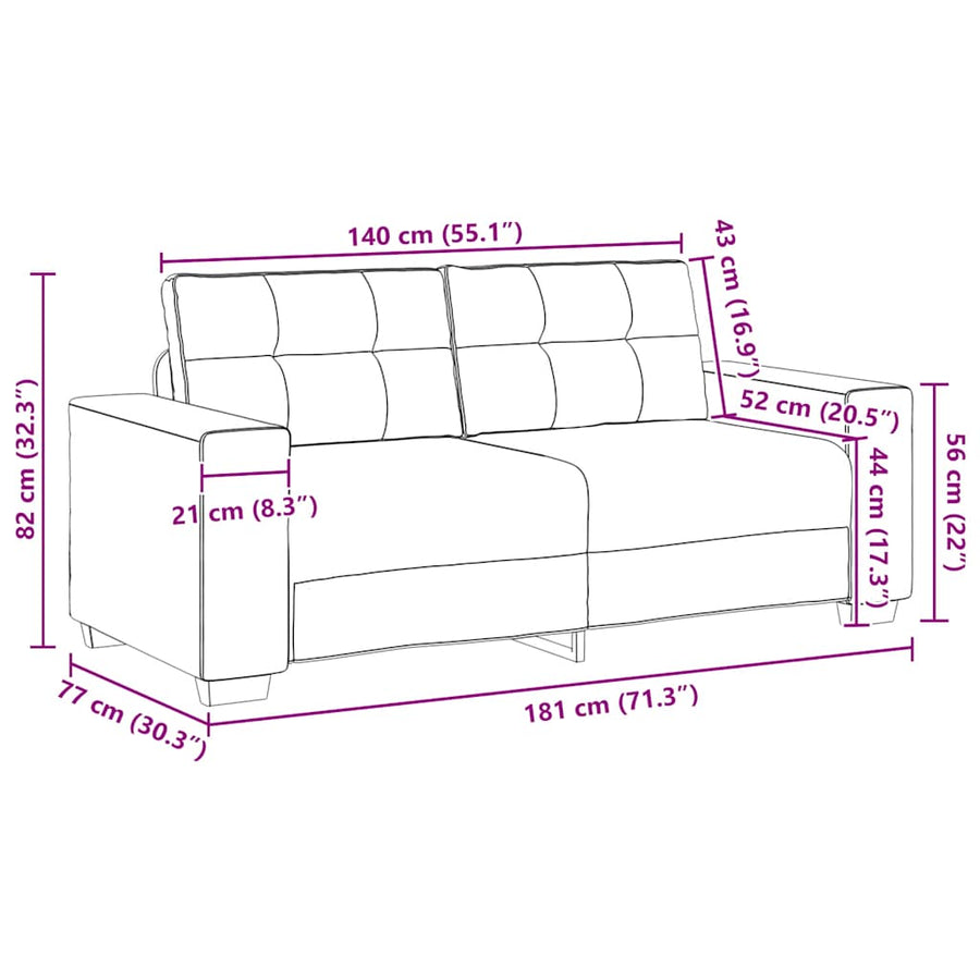 Loveseat Bank Bruin 140 cm Stof