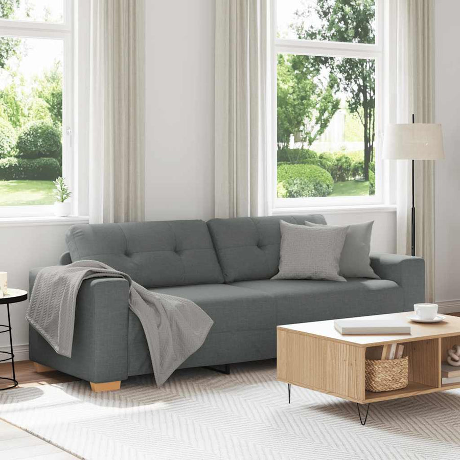 3-zitsbank donkergrijs 180 cm stof