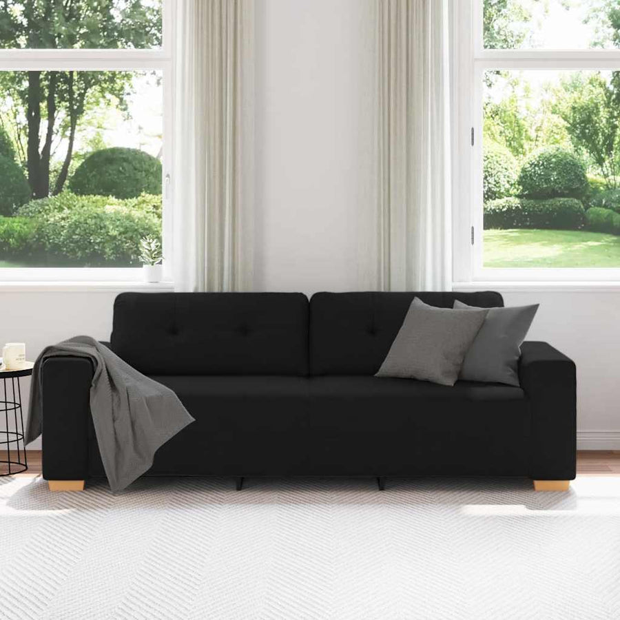 3-zitsbank zwart 180 cm stof
