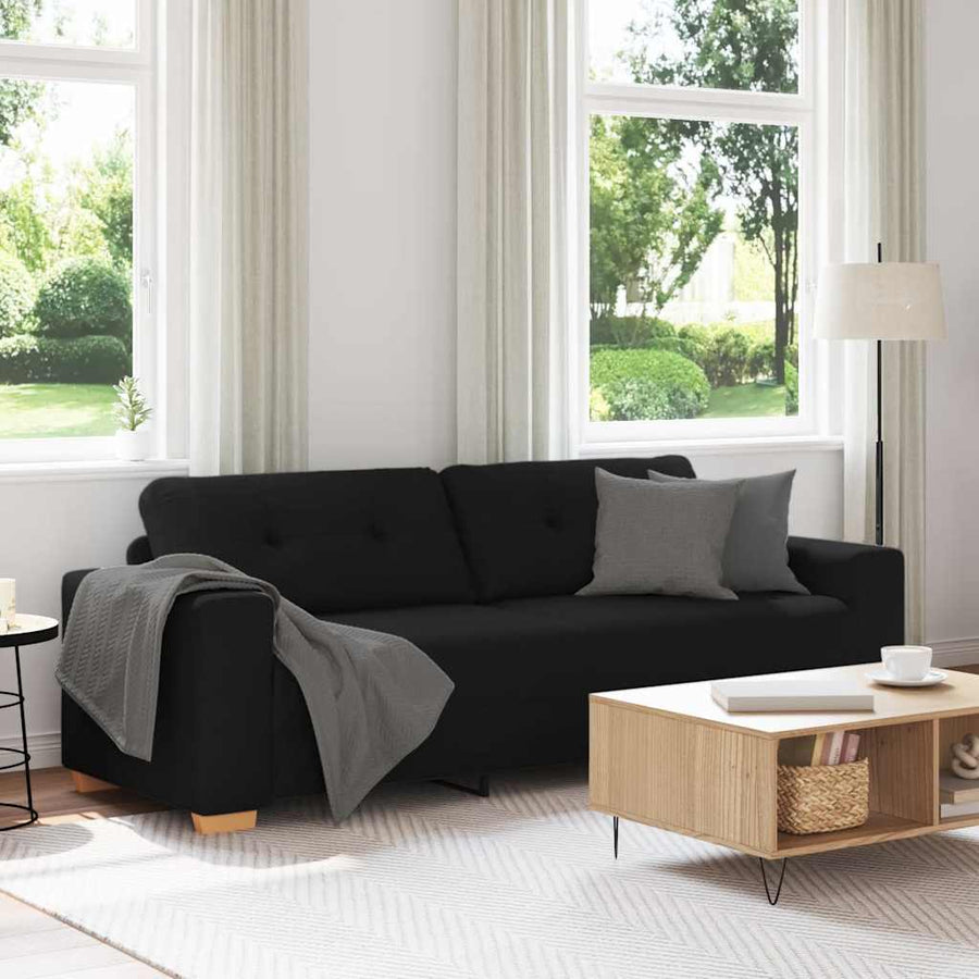 3-zitsbank zwart 180 cm stof