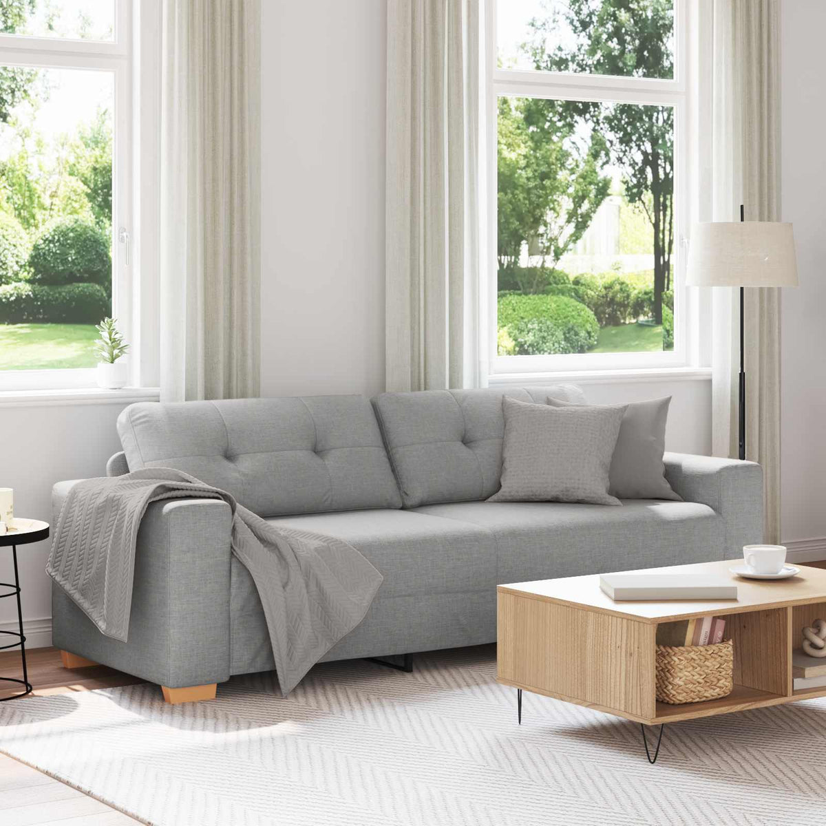 3-Zits Sofa Wolkgrijs 220 cm Stof