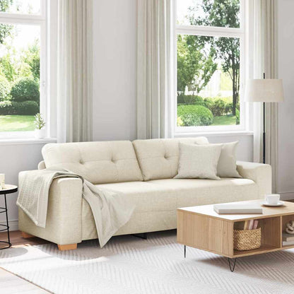 3-Zits Bank Beige 220 cm Linnen-mix stof