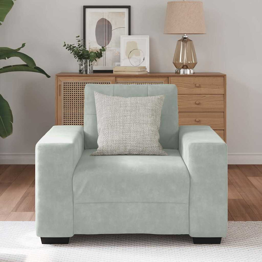 Fauteuil Fluweel 60 cm Lichtgrijs