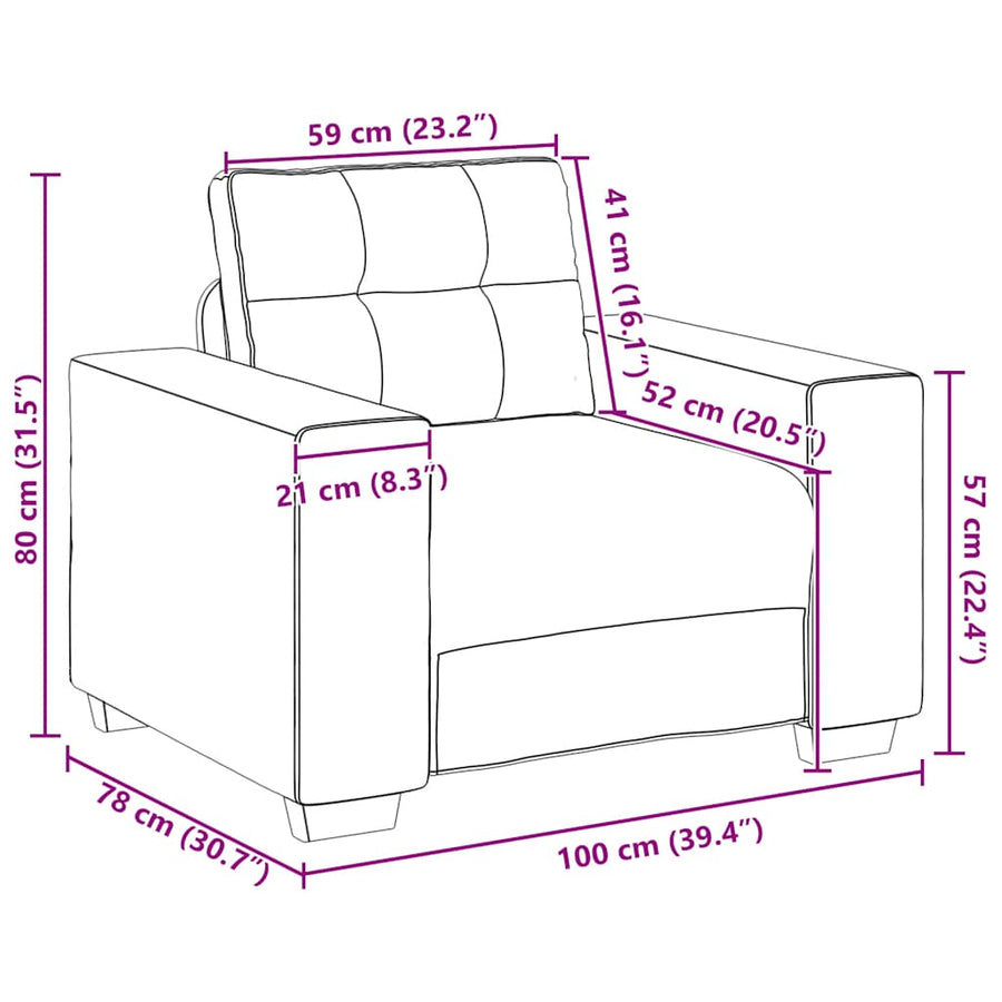 Fauteuil Fluweel 60 cm Zwart