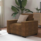 Fauteuil bruin kunstleer met kussen