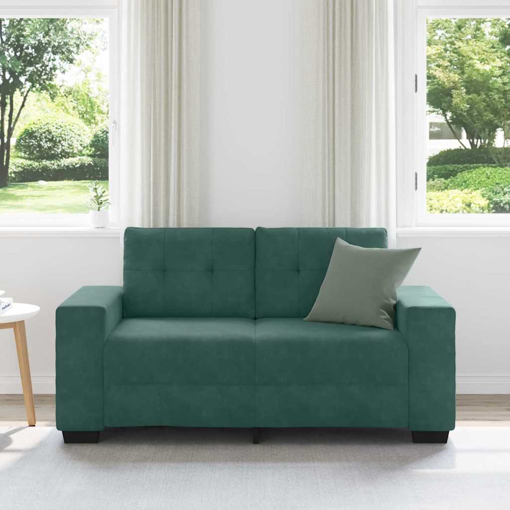 Loveseat met kussen Donkergroen Fluweel
