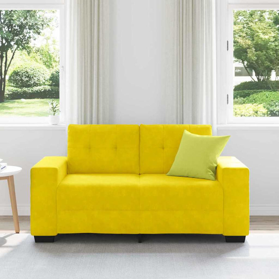 Loveseat met kussen Geel Fluweel