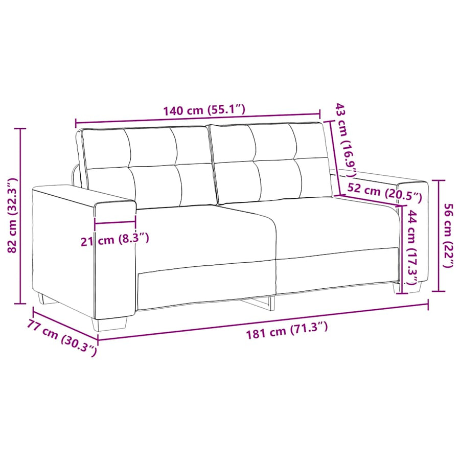 loveseat bank roze 140 cm fluweel