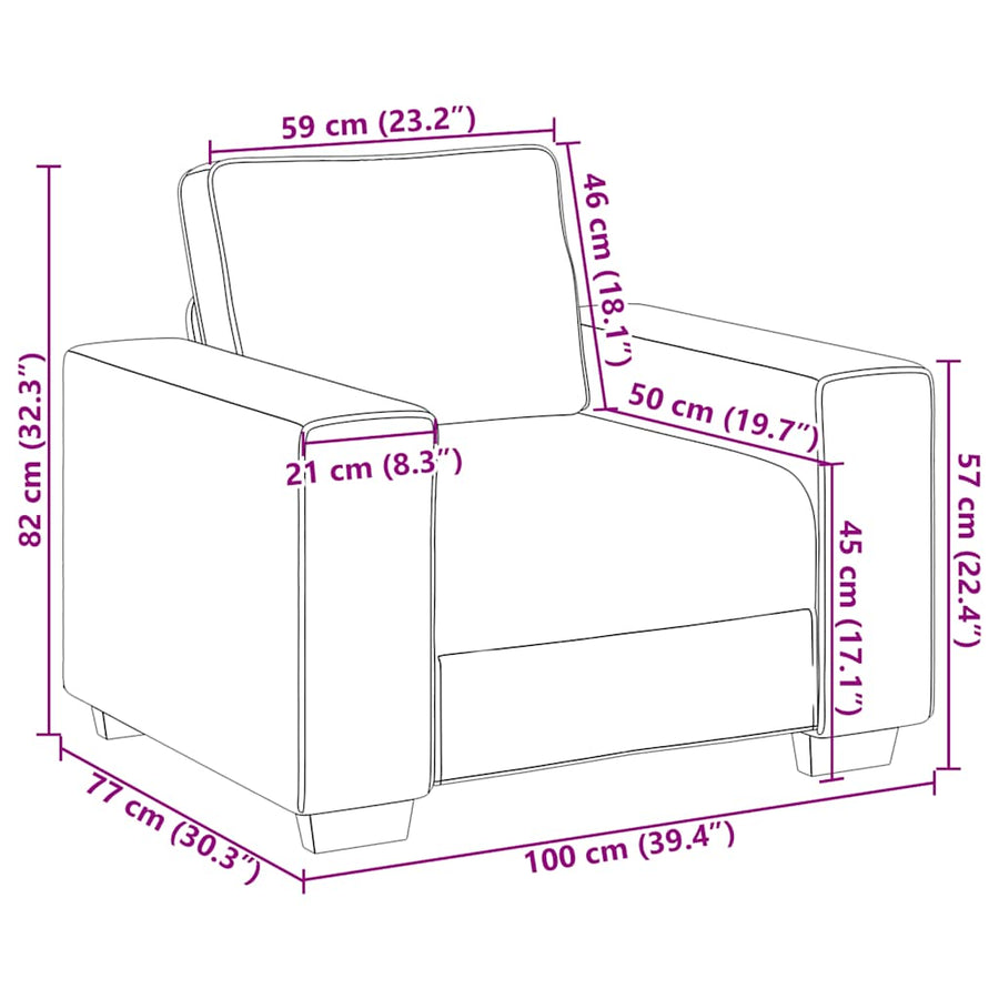 Fauteuil Stof 60 cm Zwart