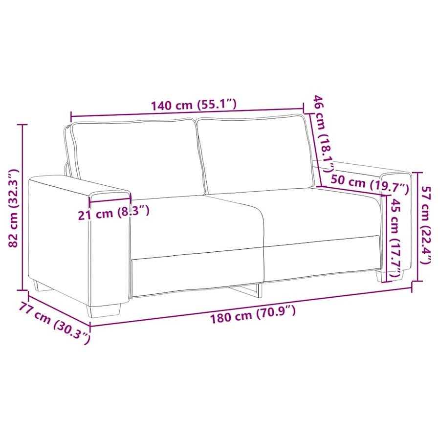 2-zitsbank Taupe 180x77x82 cm Stof