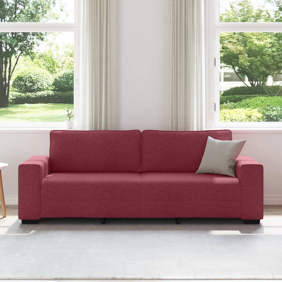 3-zitsbank wijnrood 220x77x82 cm stof